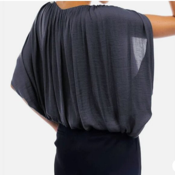 NAKED ZEBRA Grecian Drape Bubble Blouse in charcoal SMALL - Picture 2 of 2